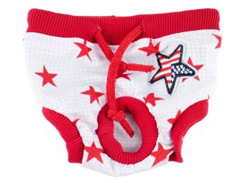 Vsepropejska Absorb červené hárací kalhotky pro psa s hvězdičkami Obvod slabin (cm): 33 - 42
