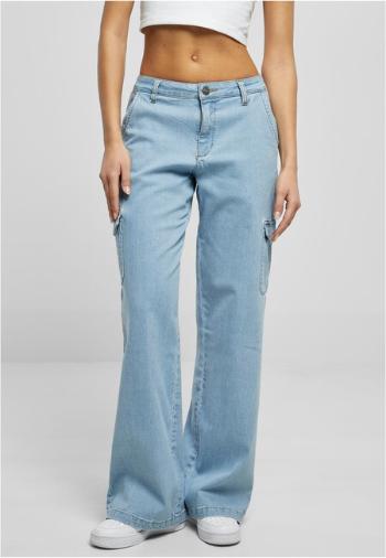 Urban Classics Ladies High Waist Straight Denim Cargo Pants lighter washed - 32