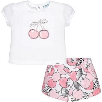 MAYORAL dívčí set tričko a kraťasy s potiskem třešně - bílo růžový - 74 cm (145345)