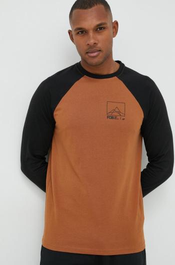 Bavlněné tričko s dlouhým rukávem 4F béžová barva, s potiskem