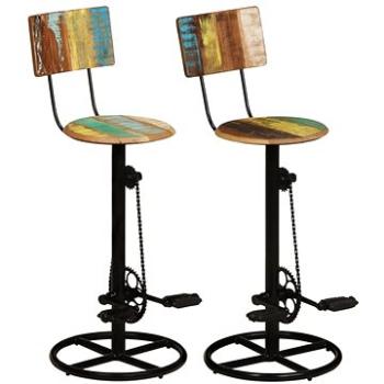 Barové stoličky 2 ks masivní recyklované dřevo, 338219 (338219)