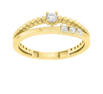 Brilio Silver Něžný pozlacený prsten se zirkony GR045Y 56 mm