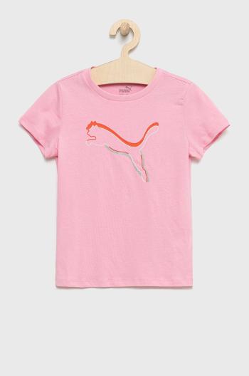 Dětské bavlněné tričko Puma 846947 růžová barva