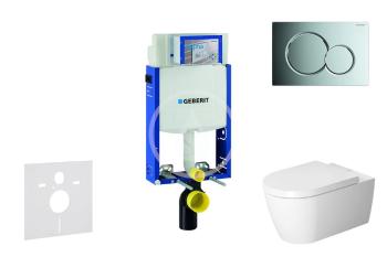 GEBERIT Kombifix Modul pro závěsné WC s tlačítkem Sigma01, lesklý chrom + Duravit ME by Starck WC a sedátko, Rimless, SoftClose 110.302.00.5 NM2