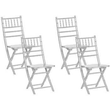 Sada 4 skládacích stříbrných dřevěných jídelních židlí MACHIAS , 207944 (beliani_207944)
