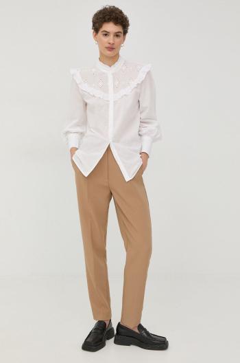 Bavlněné tričko Bruuns Bazaar bílá barva, regular, se stojáčkem