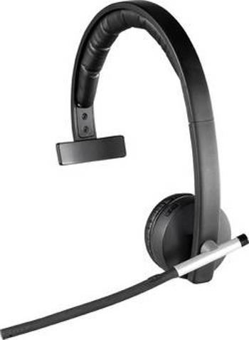 Headset k PC s USB, bezdrátový 2,4 GHz mono, bez kabelu Logitech Mono H820e na uši