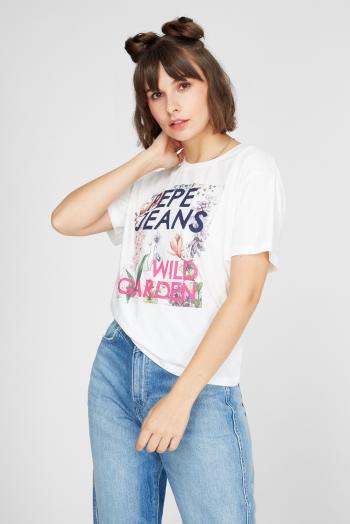 Pepe Jeans Pepe Jeans dámské krémové tričko Addison