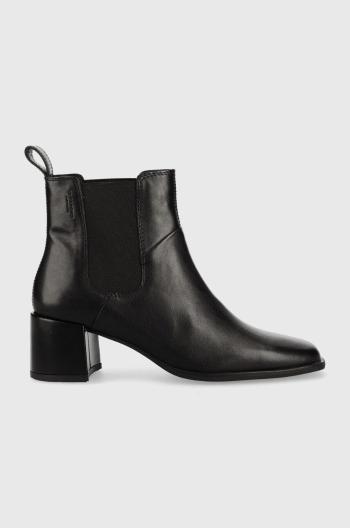 Kožené kotníkové boty Vagabond Stina dámské, černá barva, na podpatku
