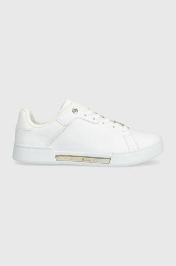 Kožené sneakers boty Tommy Hilfiger COURT SNEAKER GOLDEN TH bílá barva, FW0FW07116