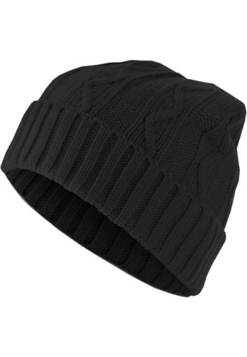 Urban Classics Beanie Cable Flap black - UNI