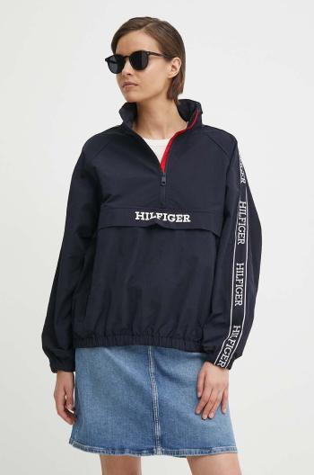 Bunda Tommy Hilfiger dámská, tmavomodrá barva, přechodná, oversize, WW0WW41507