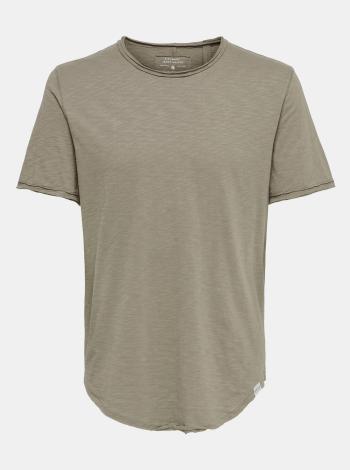 Khaki basic tričko ONLY & SONS Benne