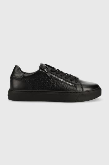 Kožené sneakers boty Calvin Klein Low Top Lace Up černá barva