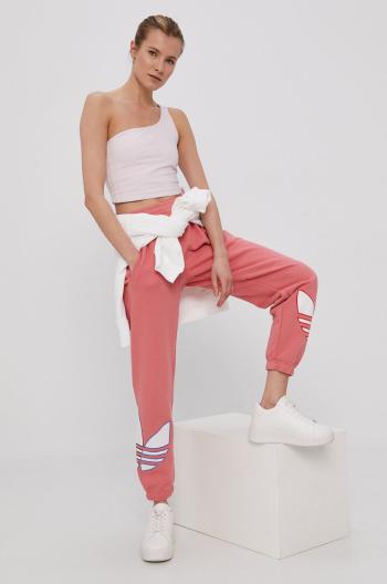 Kalhoty adidas Originals GP1044 dámské, růžová barva, s aplikací