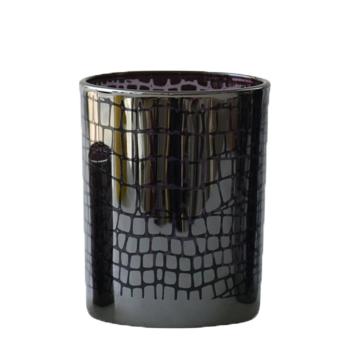 Černý lesklý skleněný svícen Mosa s mozaikou - 10*10*12,5cm XMWLZCM