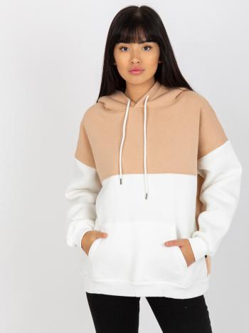 SMETANOVO-BÉŽOVÁ MIKINA S KAPUCÍ AP-BL-AP-3001.98P-BEIGE Velikost: XL