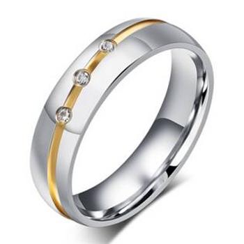 Šperky4U OPR0049 Dámský ocelový prsten se zirkony, šíře 6 mm - velikost 57 - OPR0049-Zr-57