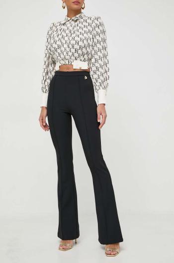 Kalhoty Elisabetta Franchi dámské, černá barva, zvony, high waist, PA02641E2