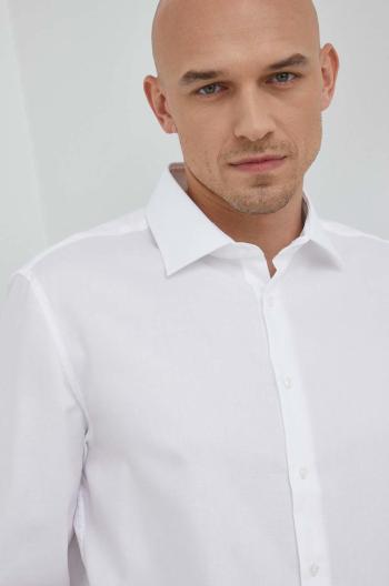 Bavlněné tričko Seidensticker bílá barva, slim, s klasickým límcem
