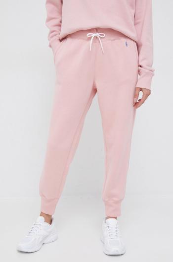Tepláky Polo Ralph Lauren dámské, růžová barva, hladké