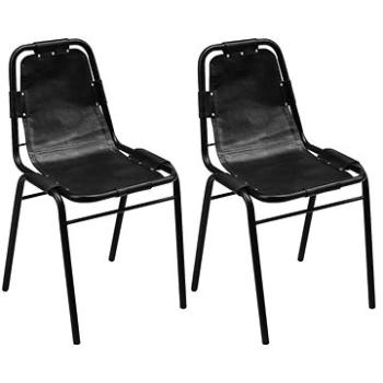 Jídelní židle 2 ks černá pravá kůže (243721)