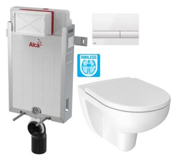 ALCADRAIN Renovmodul předstěnový instalační systém s bílým tlačítkem M1710 + WC JIKA LYRA PLUS RIMLESS + SEDÁTKO DURAPLAST AM115/1000 M1710 LY1