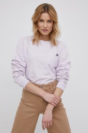 Bavlněné tričko s dlouhým rukávem Vans fialová barva