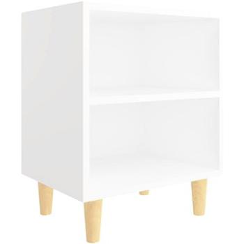 Noční stolek s masivními dřevěnými nohami bílý 40 × 30 × 50 cm (805779)