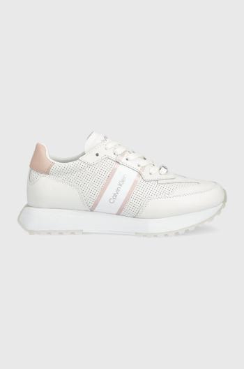 Kožené sneakers boty Calvin Klein bílá barva