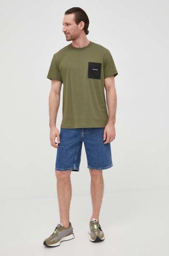 Bavlněné tričko Calvin Klein Jeans zelená barva, s aplikací