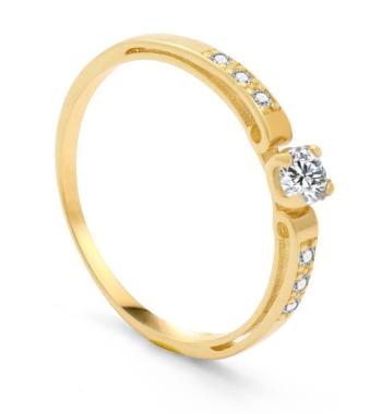 Beneto Exclusive Dámský prsten ze žlutého zlata se zirkony AUG0002-G-WH 59 mm