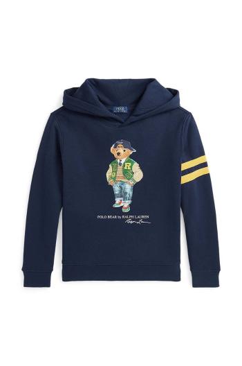 Dětská mikina Polo Ralph Lauren tmavomodrá barva, s kapucí, s potiskem, 323960441001