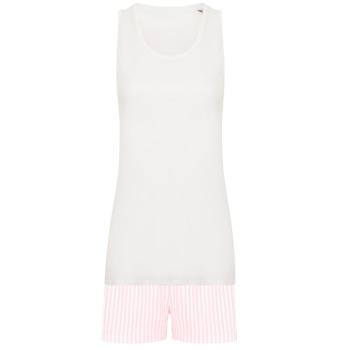Towel City Dámské krátké pyžamo v setu - Bílá / růžová | XL