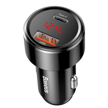 Baseus Magic Series PPS Digital Display duální adaptér do automobilu USB-A QC + USB-C PD 45W, černá