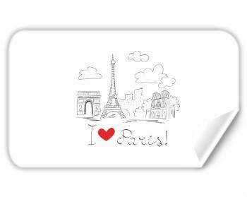 Samolepky obdelník - 5 kusů I Love Paris