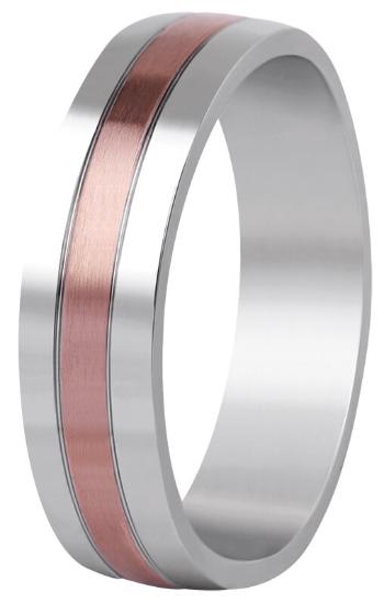 Beneto Bicolor snubní prsten z oceli SPP10 56 mm