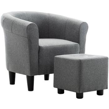 2dílná sada křeslo a stolička světle šedá textil (248034)