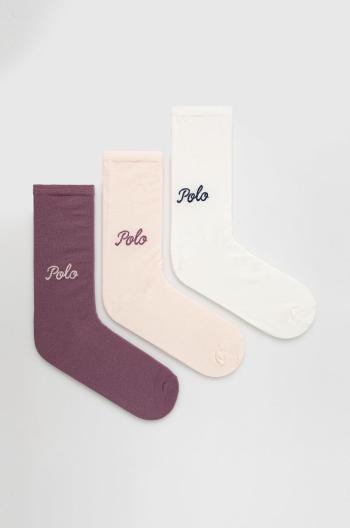 Ponožky Polo Ralph Lauren 3-pack dámské, růžová barva