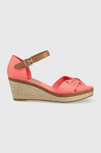 Sandály Tommy Hilfiger dámské, růžová barva, na klínku
