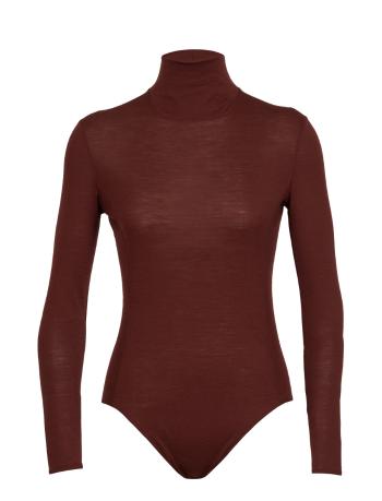 dámské triko dlouhý rukáv ICEBREAKER Wmns Queens LS High Neck Bodysuit, Espresso velikost: S