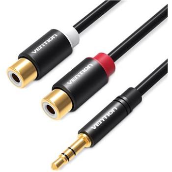 Vention 3.5mm Jack Male to 2x RCA Female Audio Cable 0.3m Black Metal Type (VAB-R02-B030)