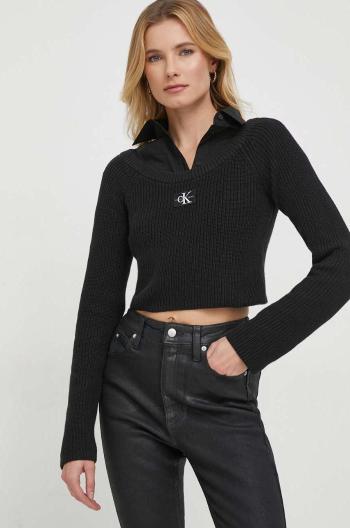 Bavlněný svetr Calvin Klein Jeans černá barva, J20J222628