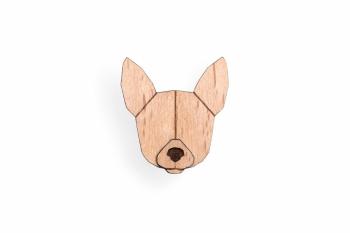 Dřevěná brož ve tvaru psa Chihuahua Brooch s praktickým zapínáním a možností výměny či vrácení do 30 dnů zdarma