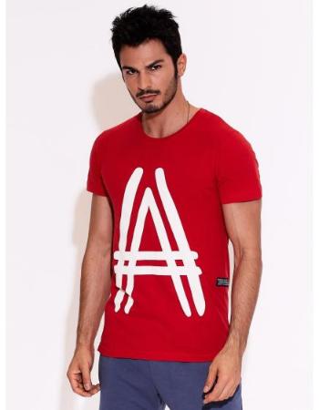 Pánské červené tričko s grafickým potiskem