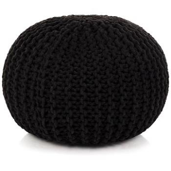 Ručně pletený bavlněný taburet 50 × 35 cm černý (245071)