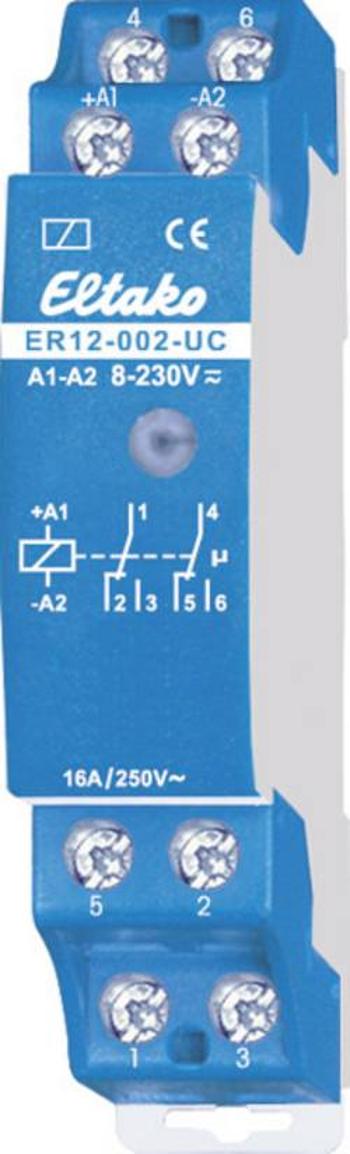 Spínací a řídicí relé UC. 2 přepínací kontakt bez potencionálu 16A/ 250V AC Eltako ER12-002-UC, 230 V, 4 A, 2 přepínací kontakty