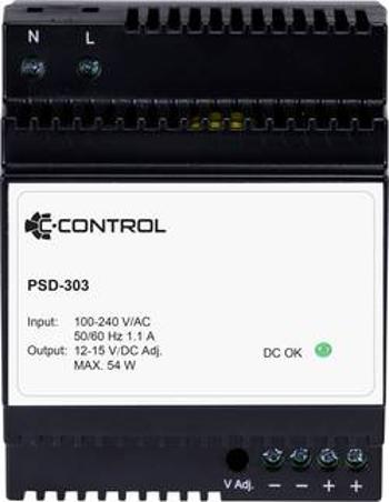 Síťový zdroj na DIN lištu C-Control PSD-303, 1 x, 12 V/DC, 4.5 A, 54 W