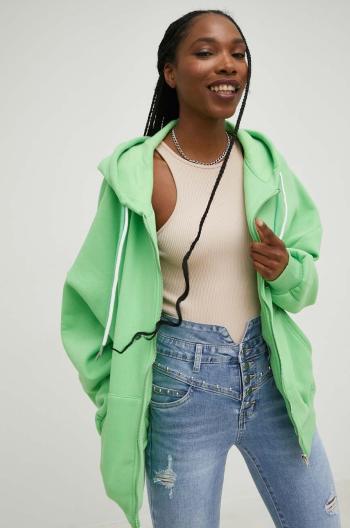 Mikina Answear Lab dámská, zelená barva, s kapucí, hladká