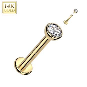 Šperky4U Zlatý piercing do brady - labrreta, Au 585/1000 - ZL01244-1206-YG